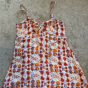 Aerie Floral Mini Dress in Orange and Purple